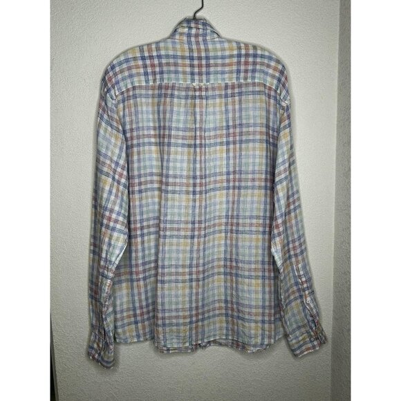 Peter Millar Shirt Mens Large Multi Plaid Linen Button Down Long Sleeve Casual - Picture 3 of 15